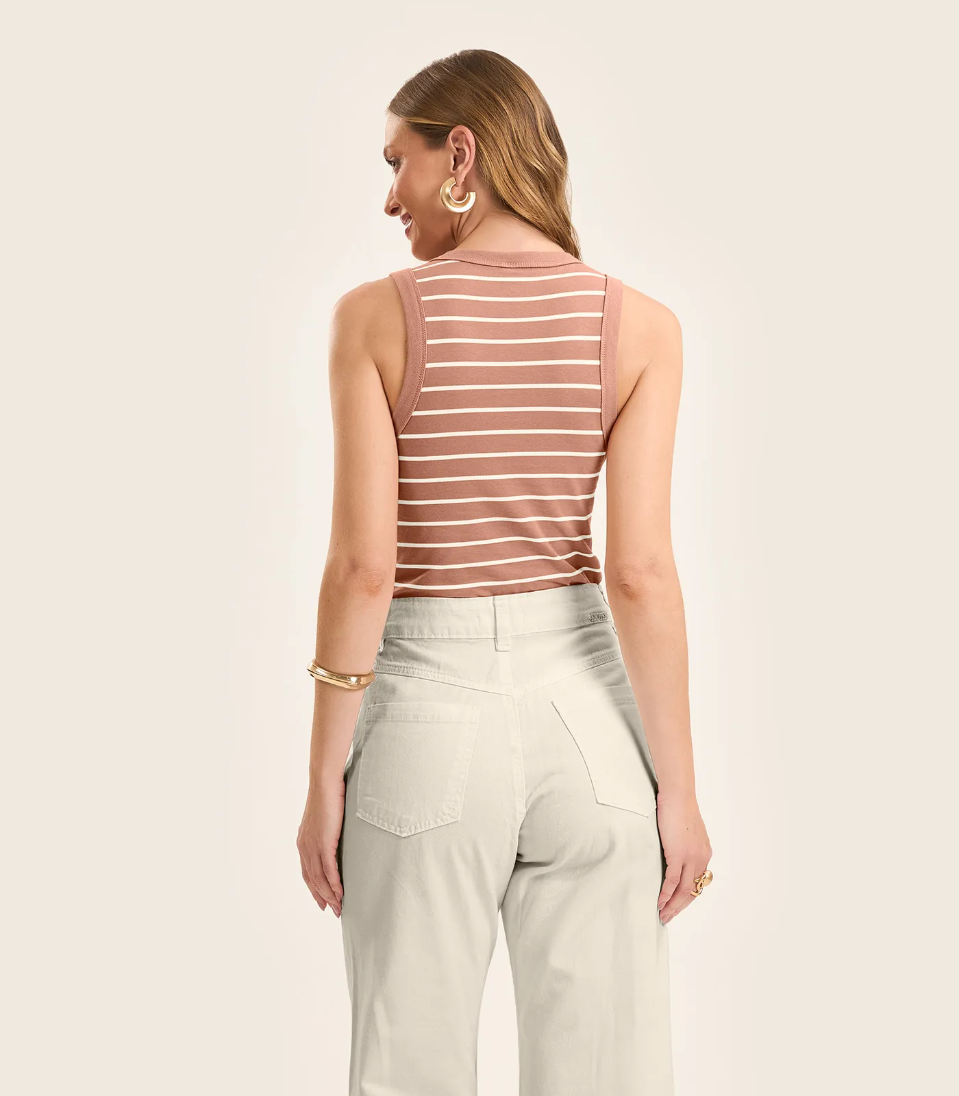 Regata Feminina em Cotton Leve Rovitex Marrom - Imagem 5