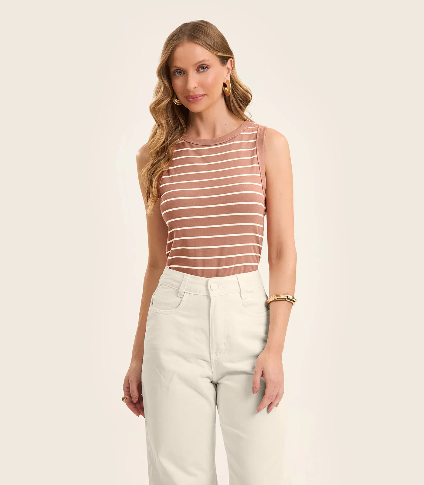 Regata Feminina em Cotton Leve Rovitex Marrom - Imagem 8