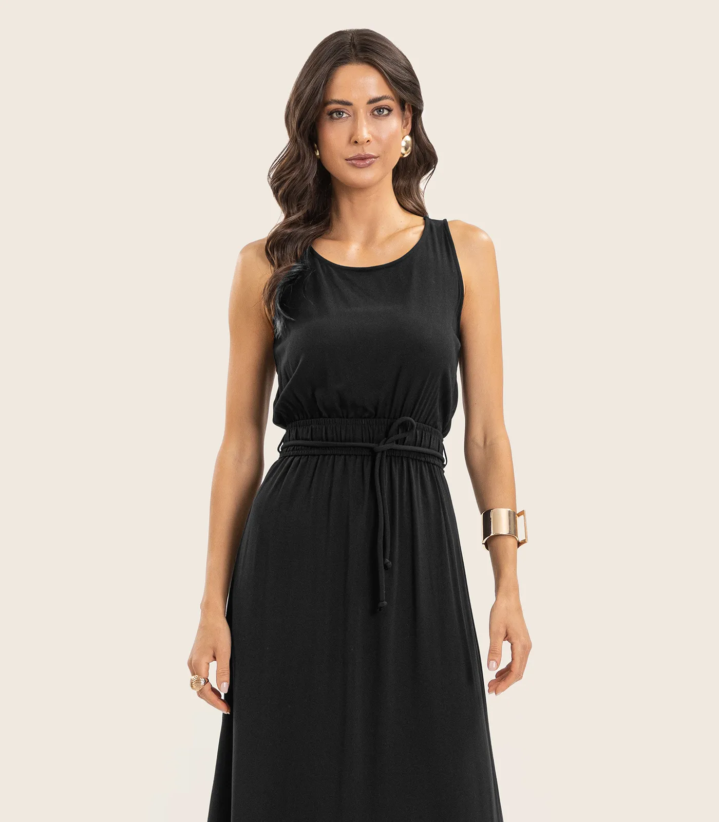 Vestido Midi Feminino Com Cinto Endless Preto - Imagem 2