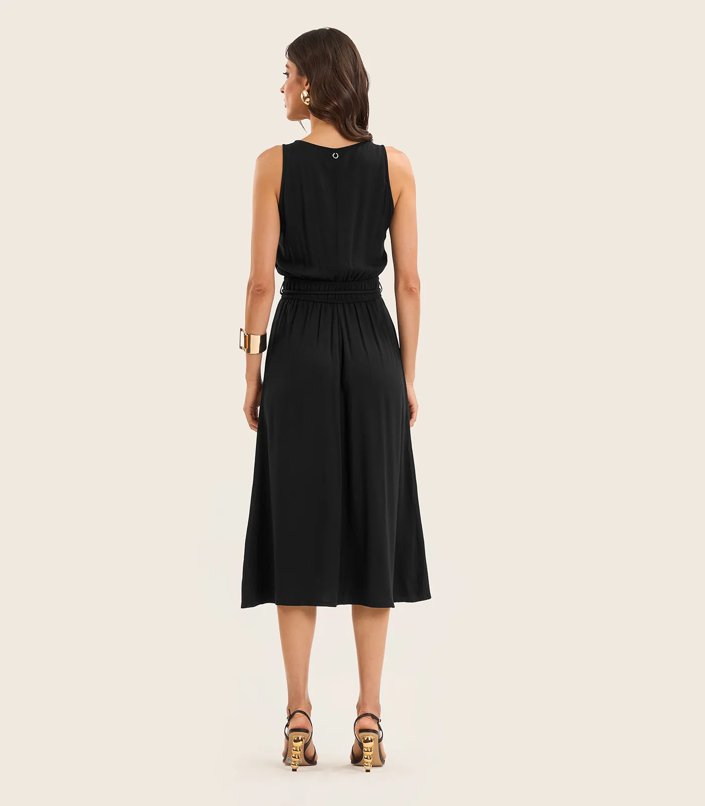 Vestido Midi Feminino Com Cinto Endless Preto - Imagem 3