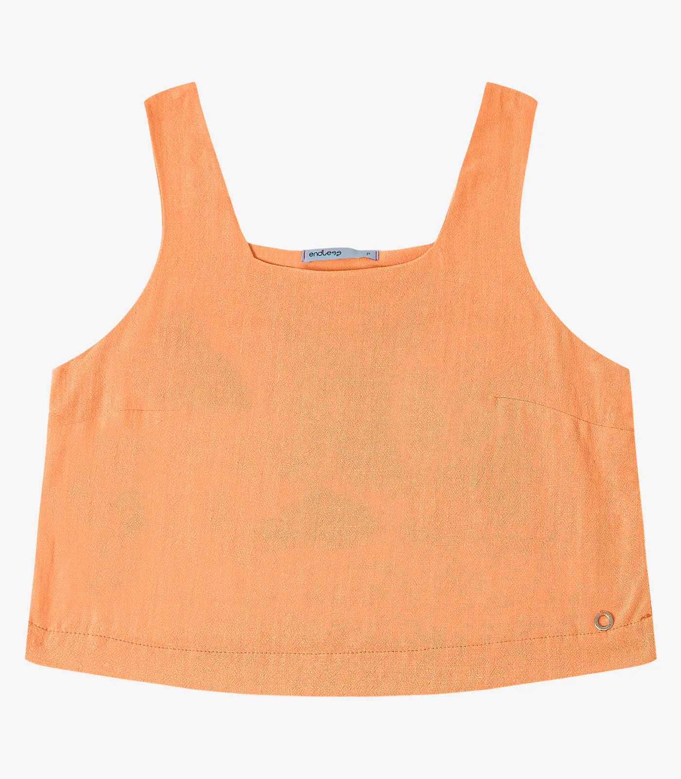 Regata Cropped Feminino Em Linho Endless Laranja - Imagem 5