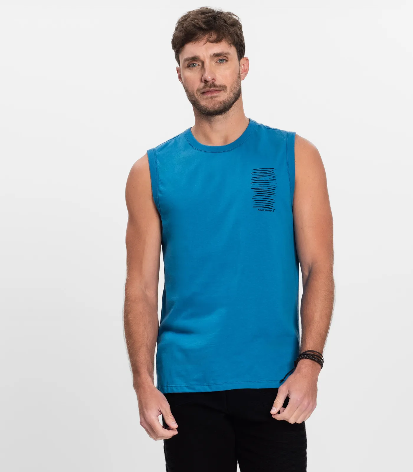 Regata Masculina Meia Malha Diametro Azul