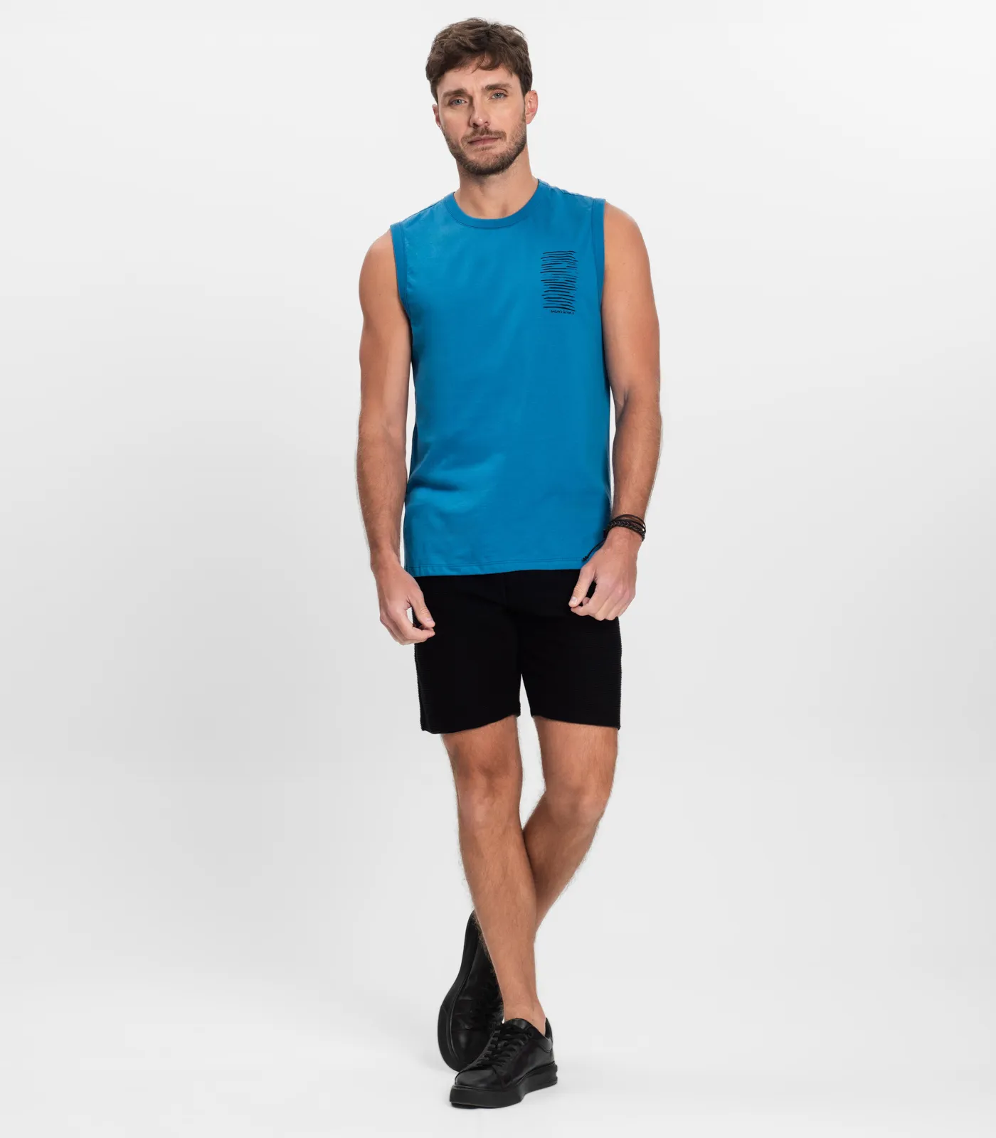 Regata Masculina Meia Malha Diametro Azul - Imagem 4