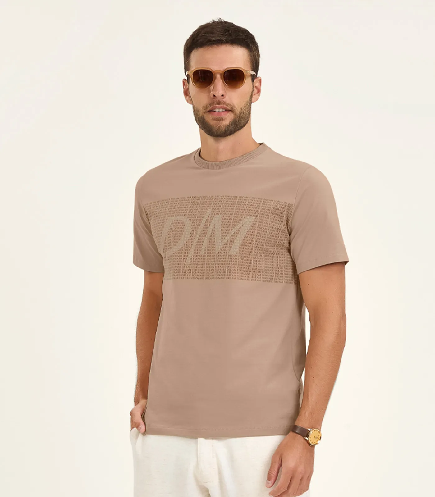 Camiseta Masculina Cotton Leve Diametro Marrom