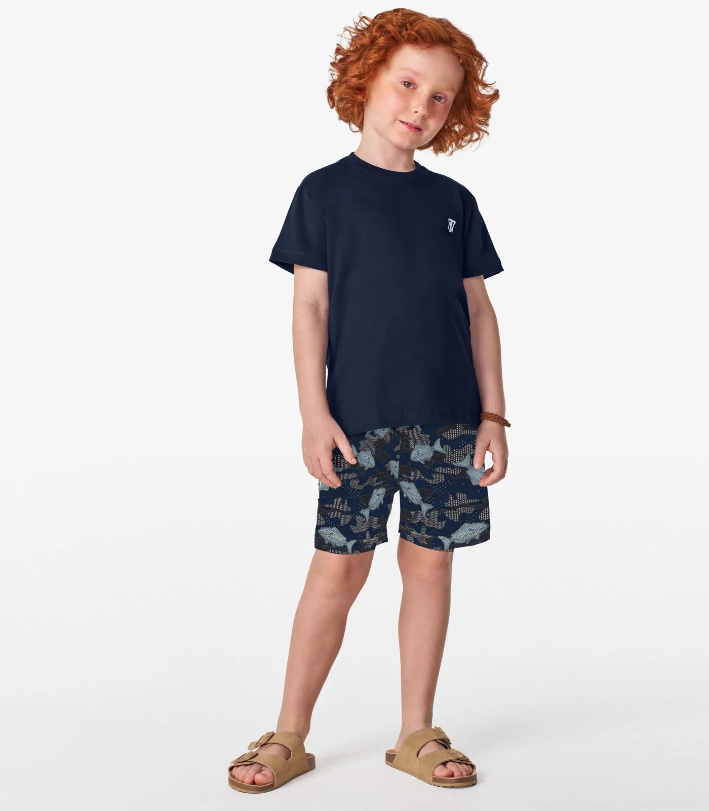 Bermuda Infantil Estampa De Peixes Trick Nick Azul - Imagem 6