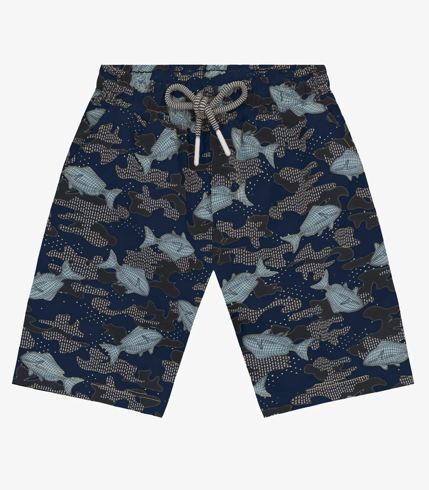 Bermuda Infantil Estampa De Peixes Trick Nick Azul - Imagem 7