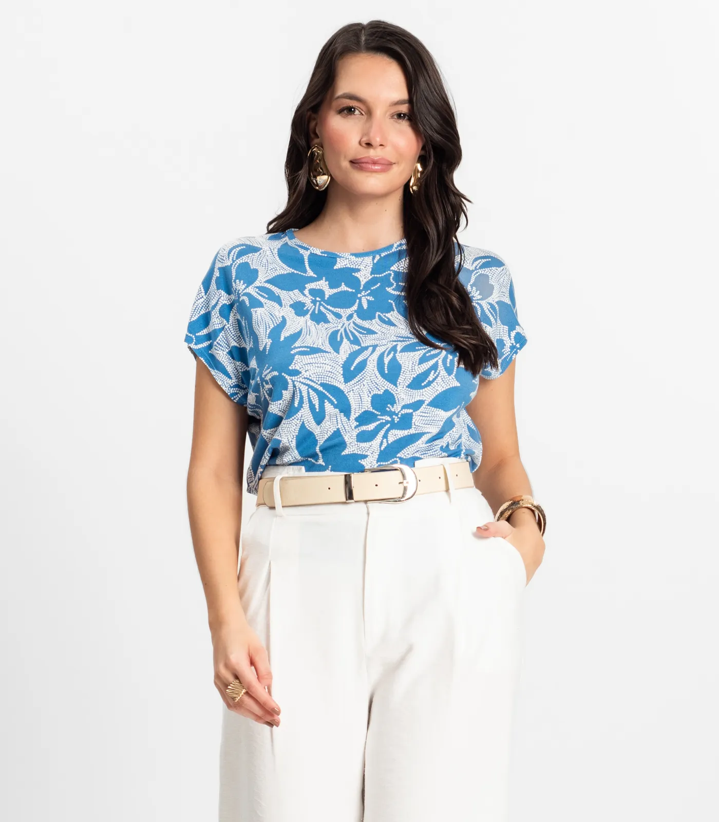 Blusa Feminina em Viscotorcion Rovitex Azul