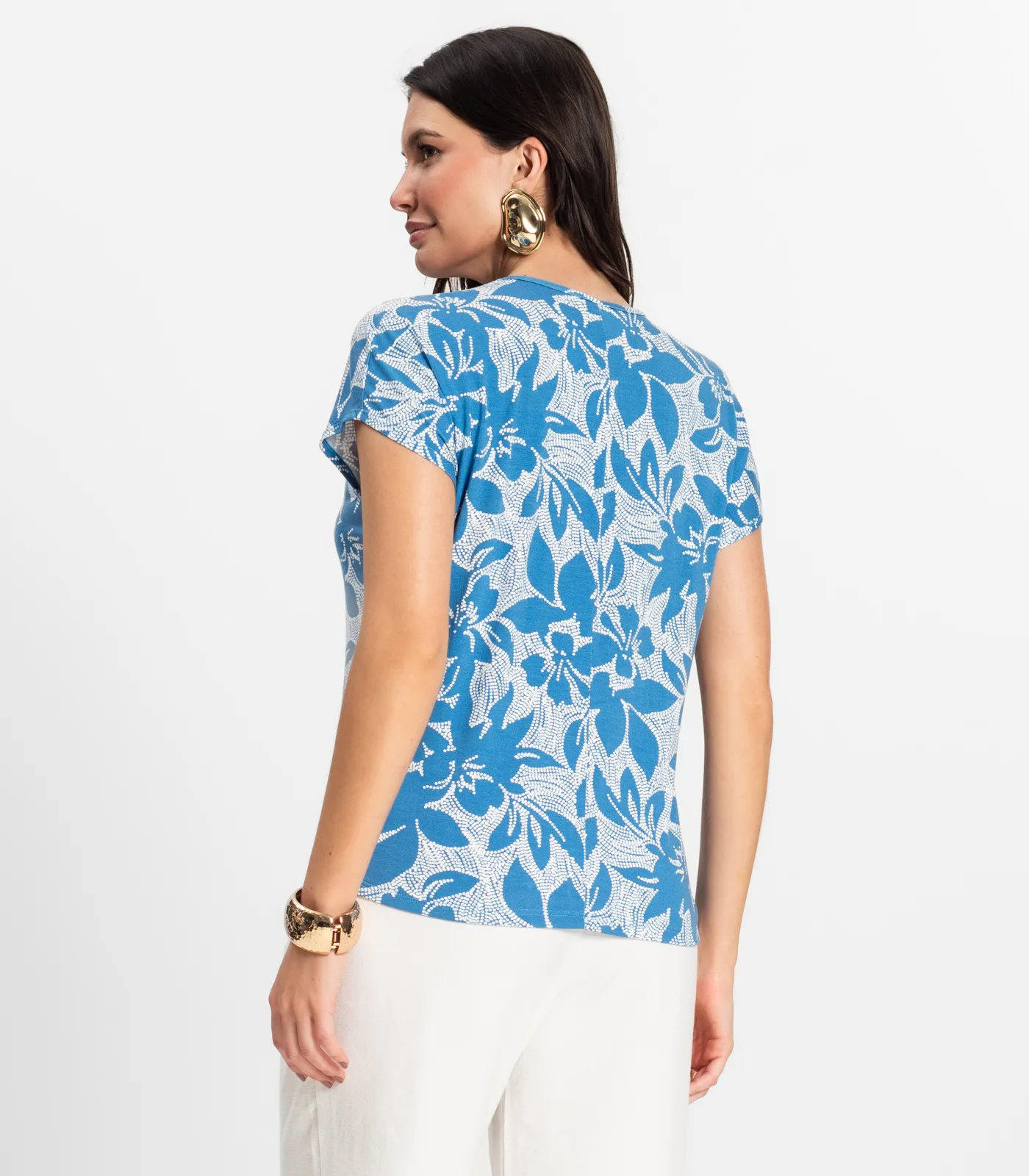 Blusa Feminina em Viscotorcion Rovitex Azul - Imagem 3