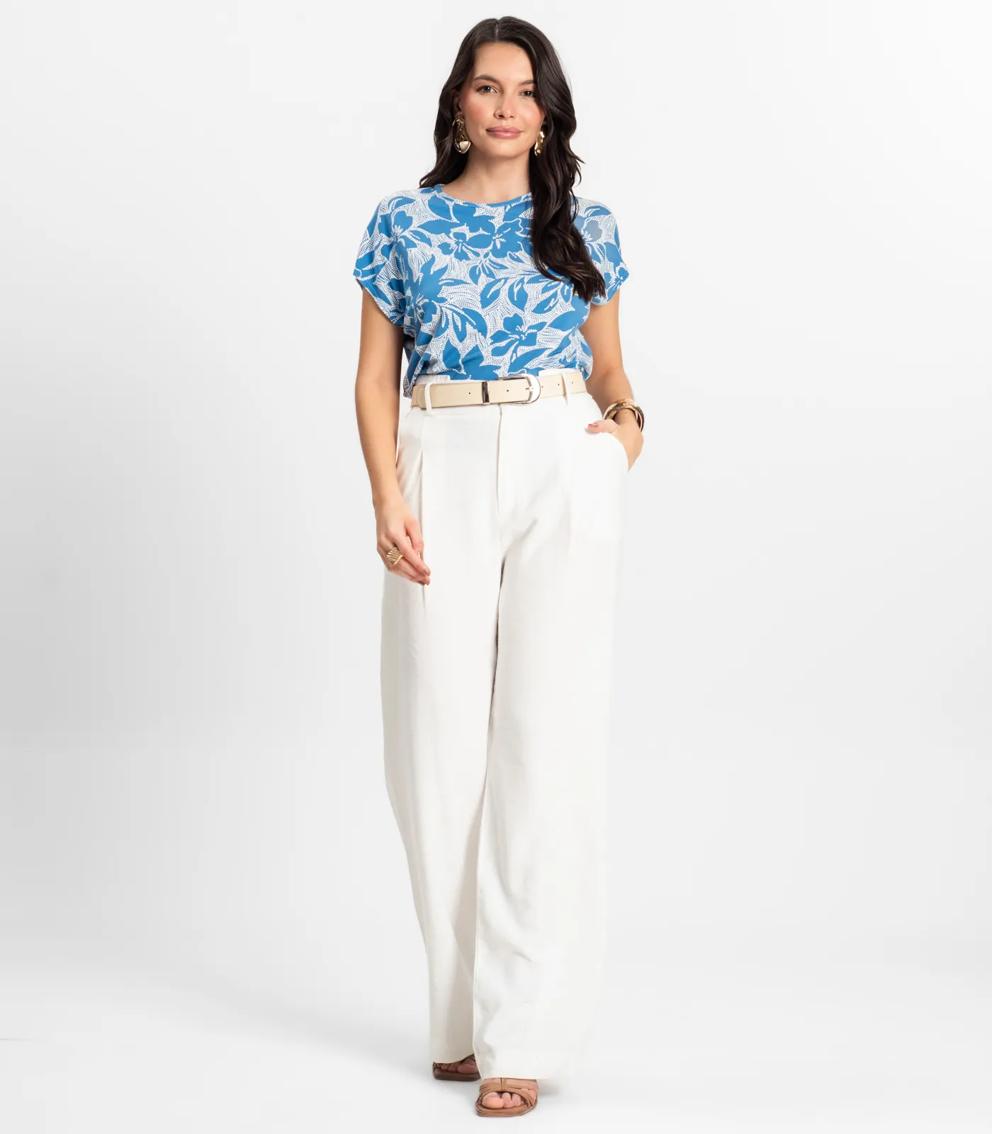 Blusa Feminina em Viscotorcion Rovitex Azul - Imagem 4