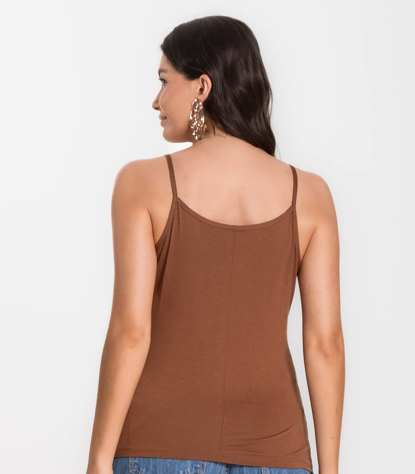 Blusa Feminina de Alças Básica Rovitex Chocolate - Imagem 3