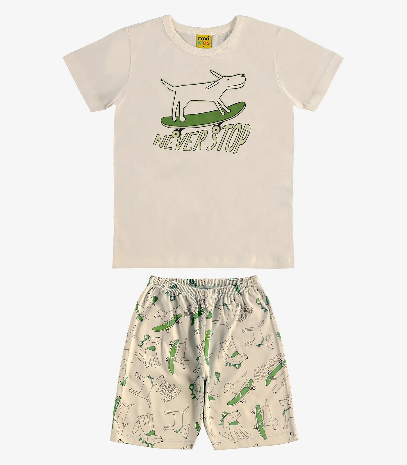 Pijama Meia Malha Rovi Kids Bege