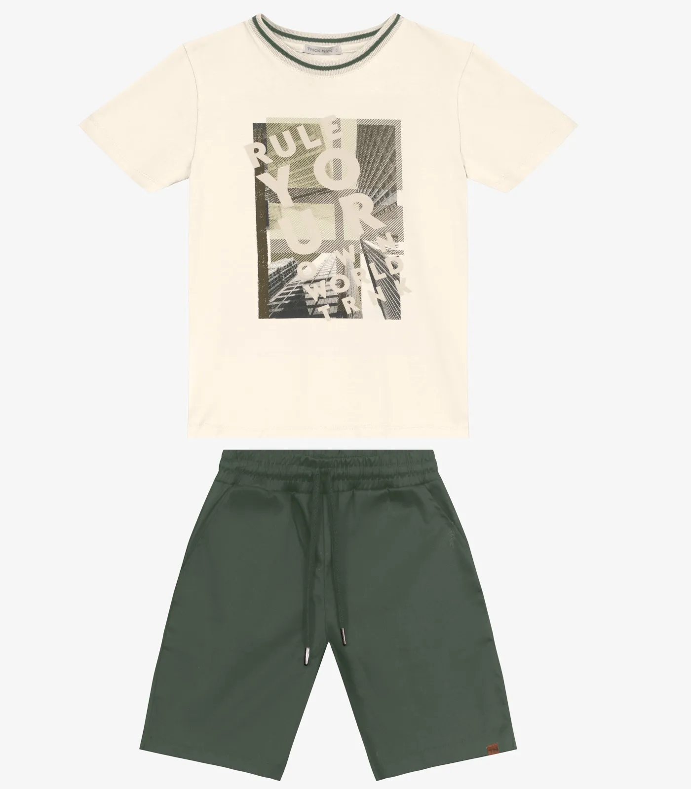 Conjunto Masculino Camiseta com Bermuda Trick Nick Off White