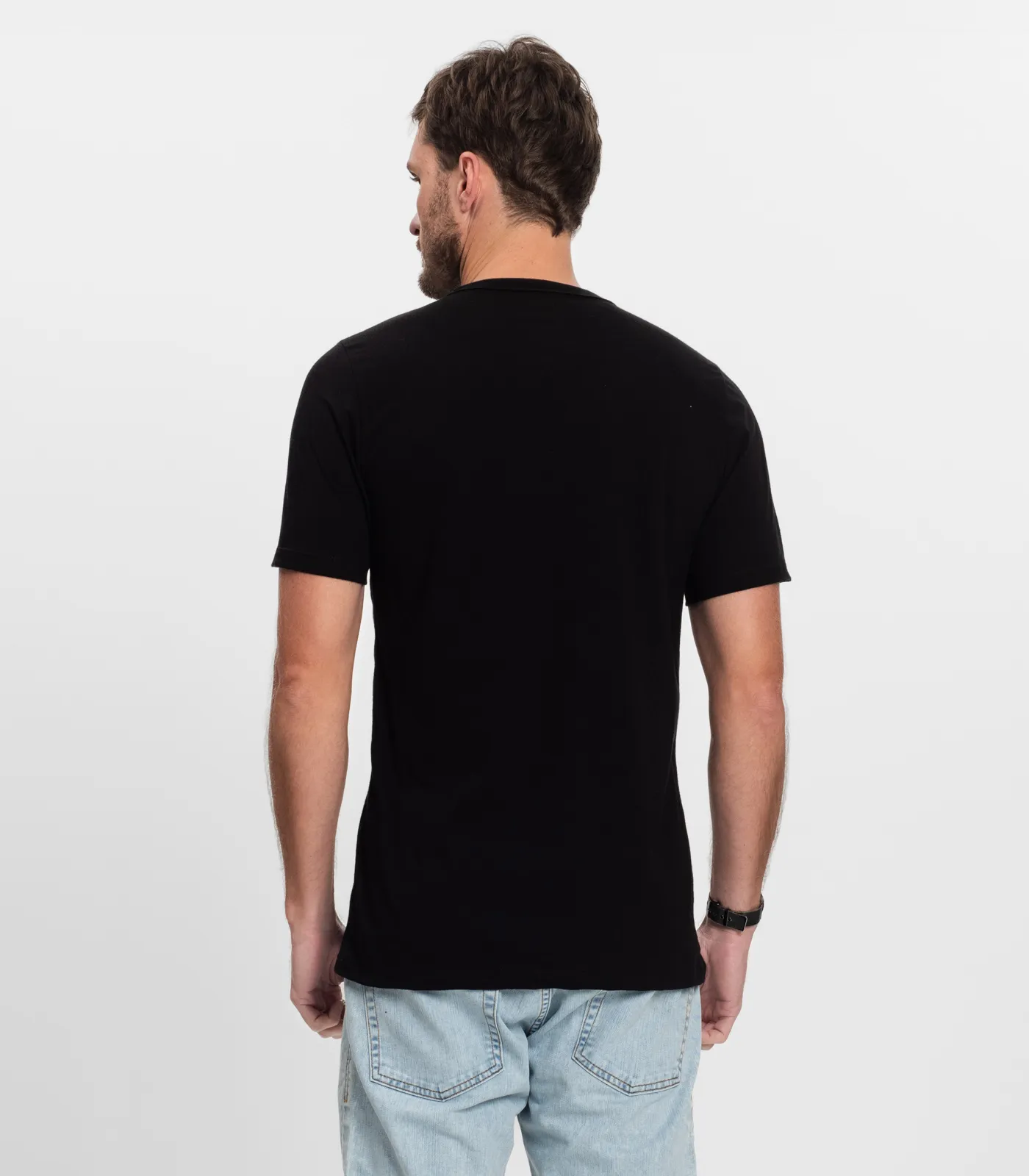 Camiseta Masculina Manga Curta Meia Malha Diametro Preto - Imagem 3