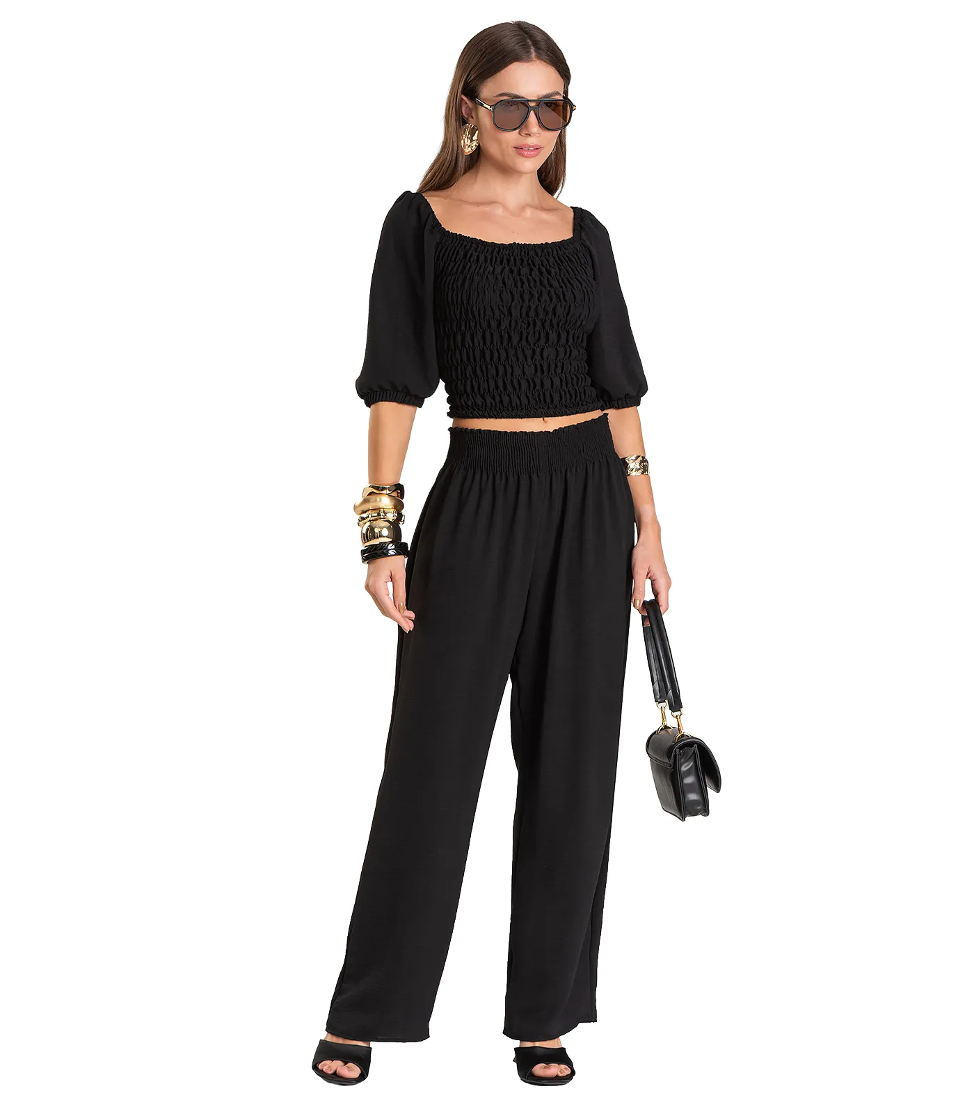 Calça Feminina Pantalona Dianna Preto - Imagem 8