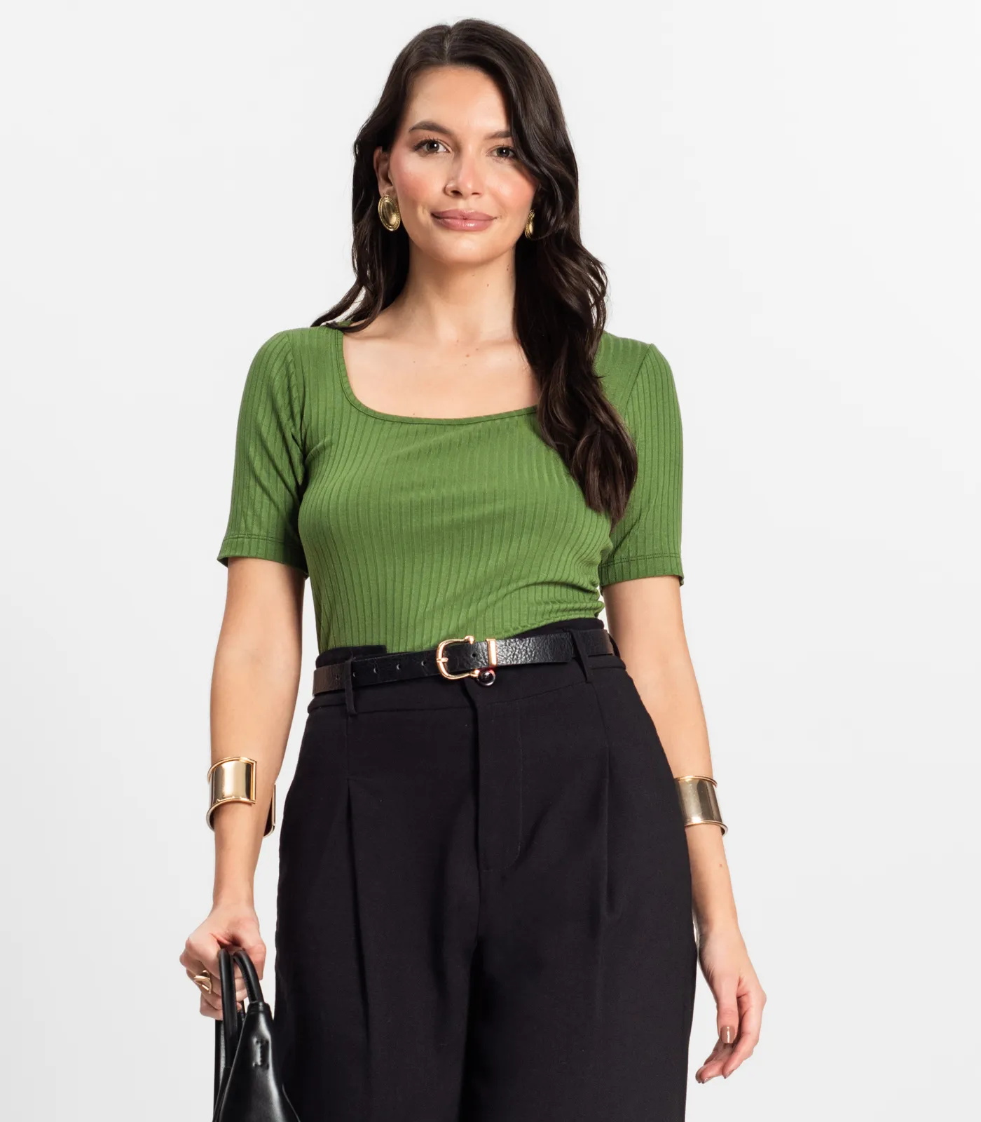 Blusa em Ribana Canelada Rovitex Verde