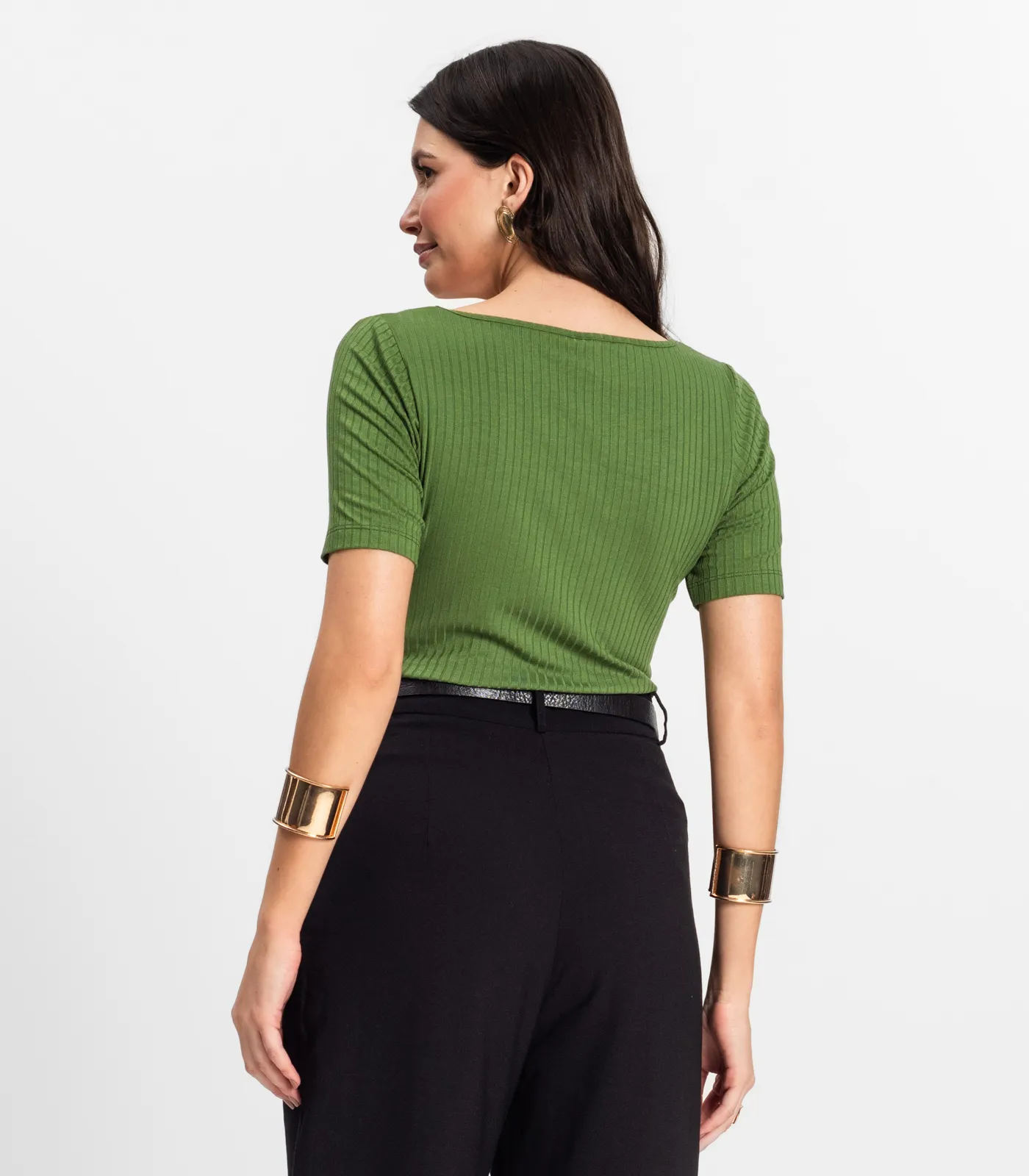 Blusa em Ribana Canelada Rovitex Verde - Imagem 3