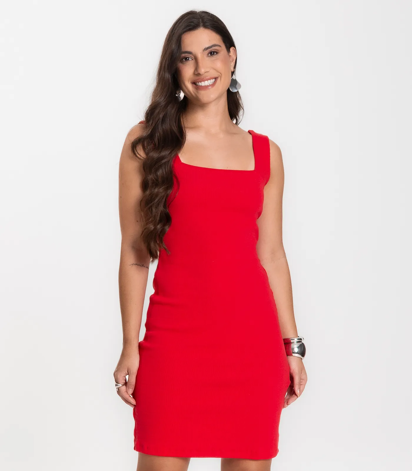 Vestido Canelado Feminino Select Vermelho - Imagem 2