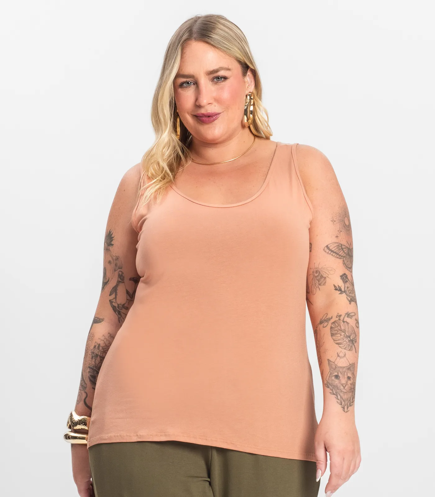 Regata Feminina Plus Size Secret Glam Marrom - Imagem 2
