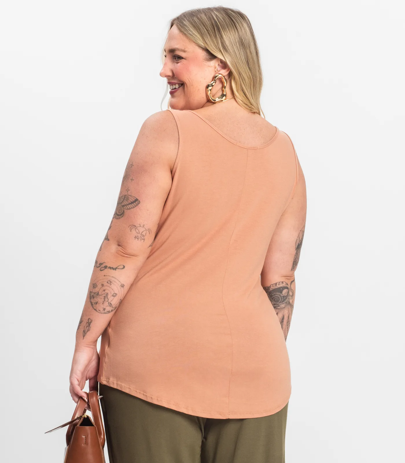 Regata Feminina Plus Size Secret Glam Marrom - Imagem 3