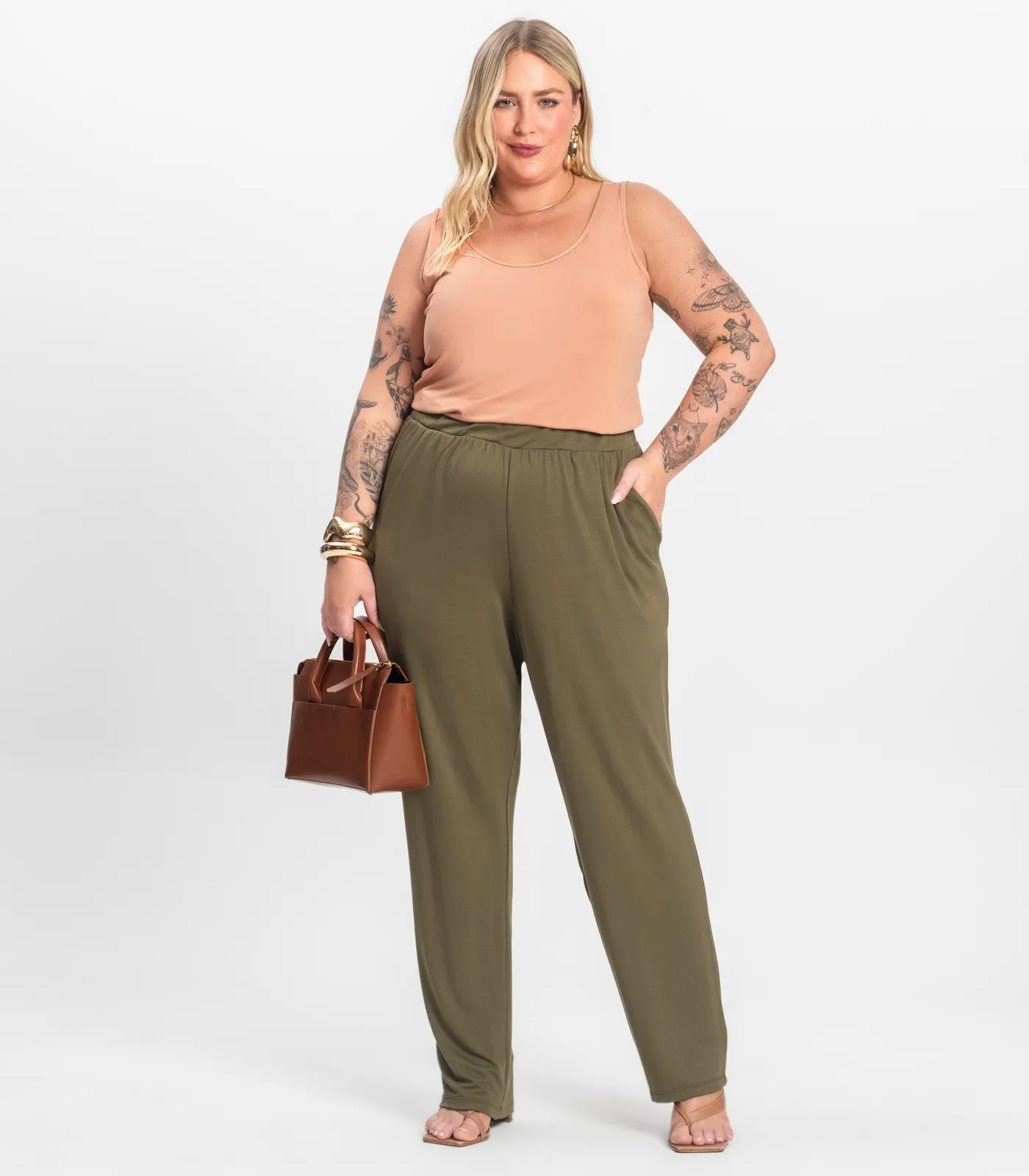 Regata Feminina Plus Size Secret Glam Marrom - Imagem 4