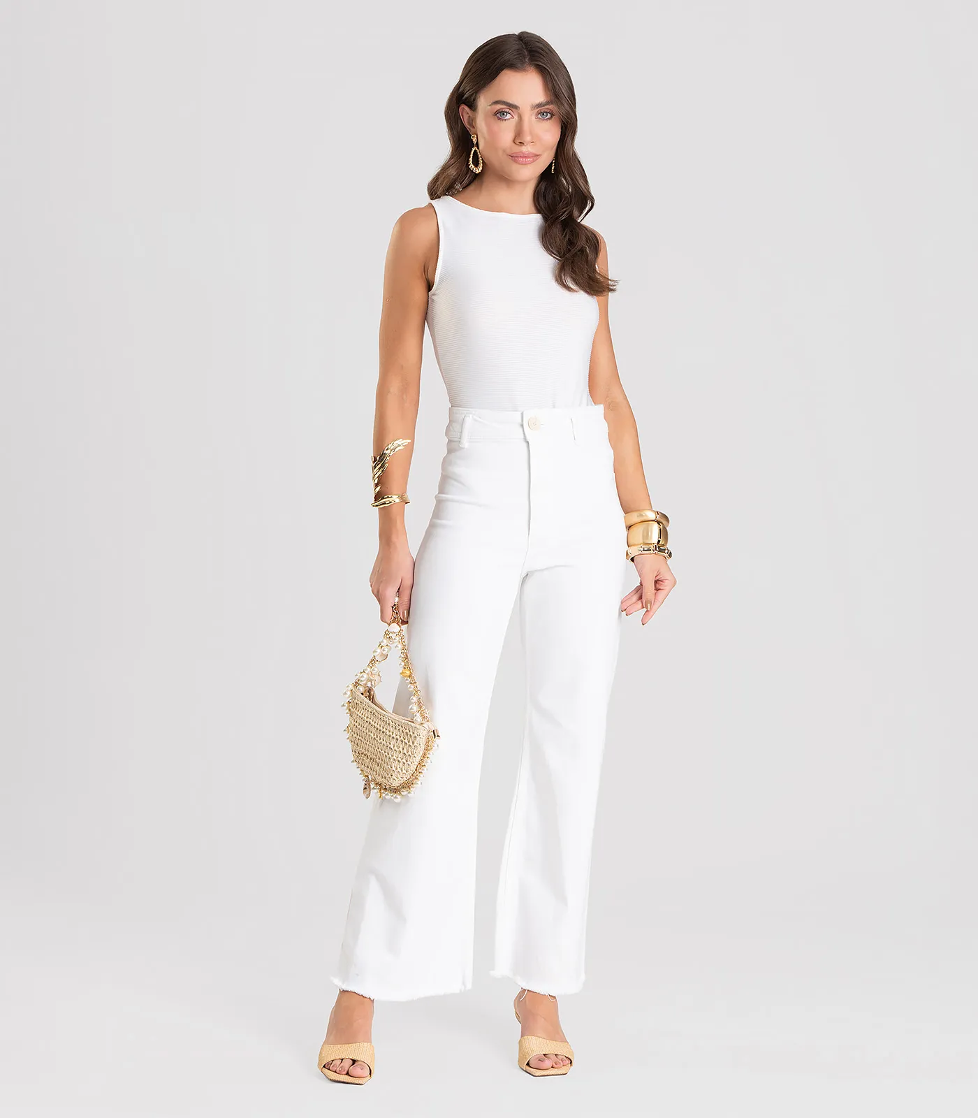 Body Feminino Canelado Dianna Bege - Imagem 7