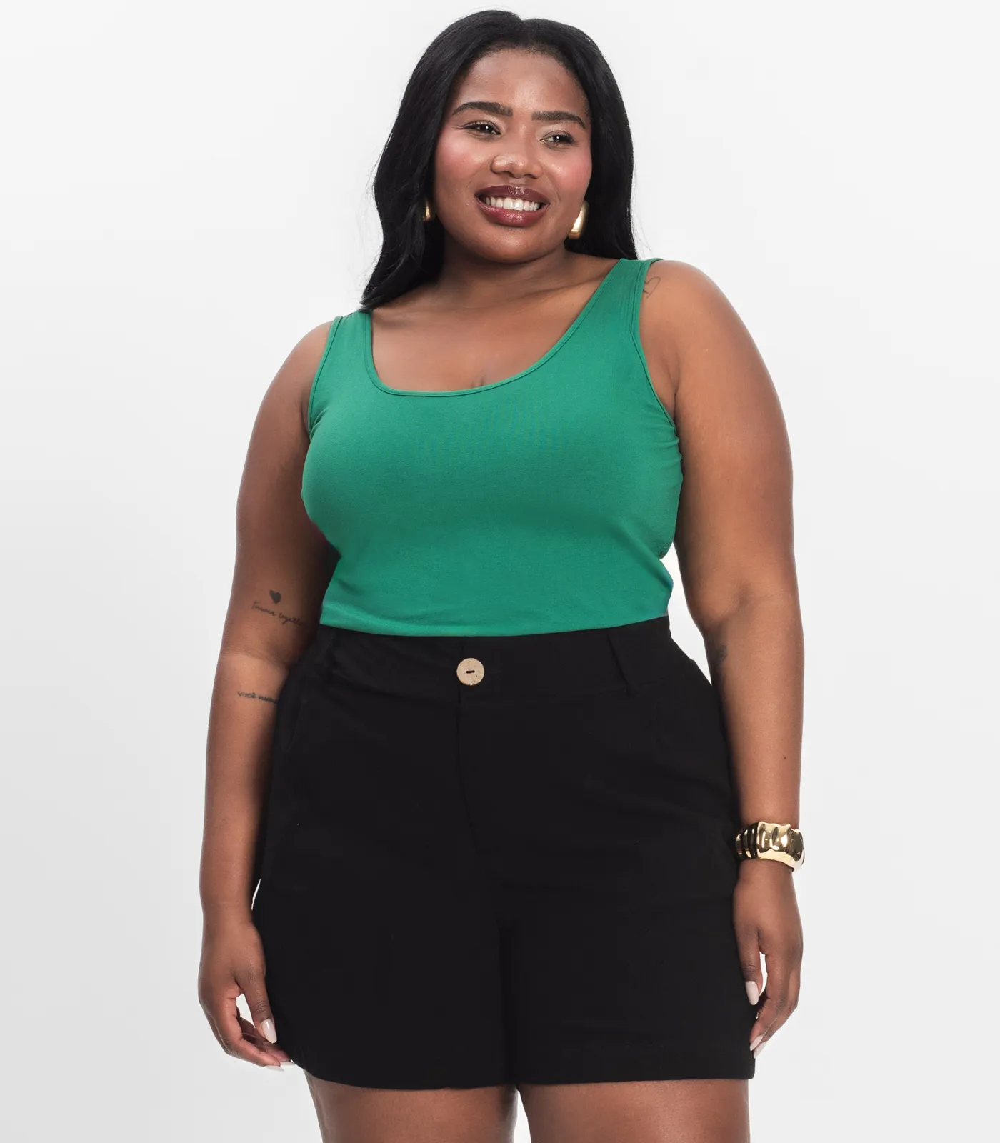 Regata Feminina Plus Size Secret Glam Verde