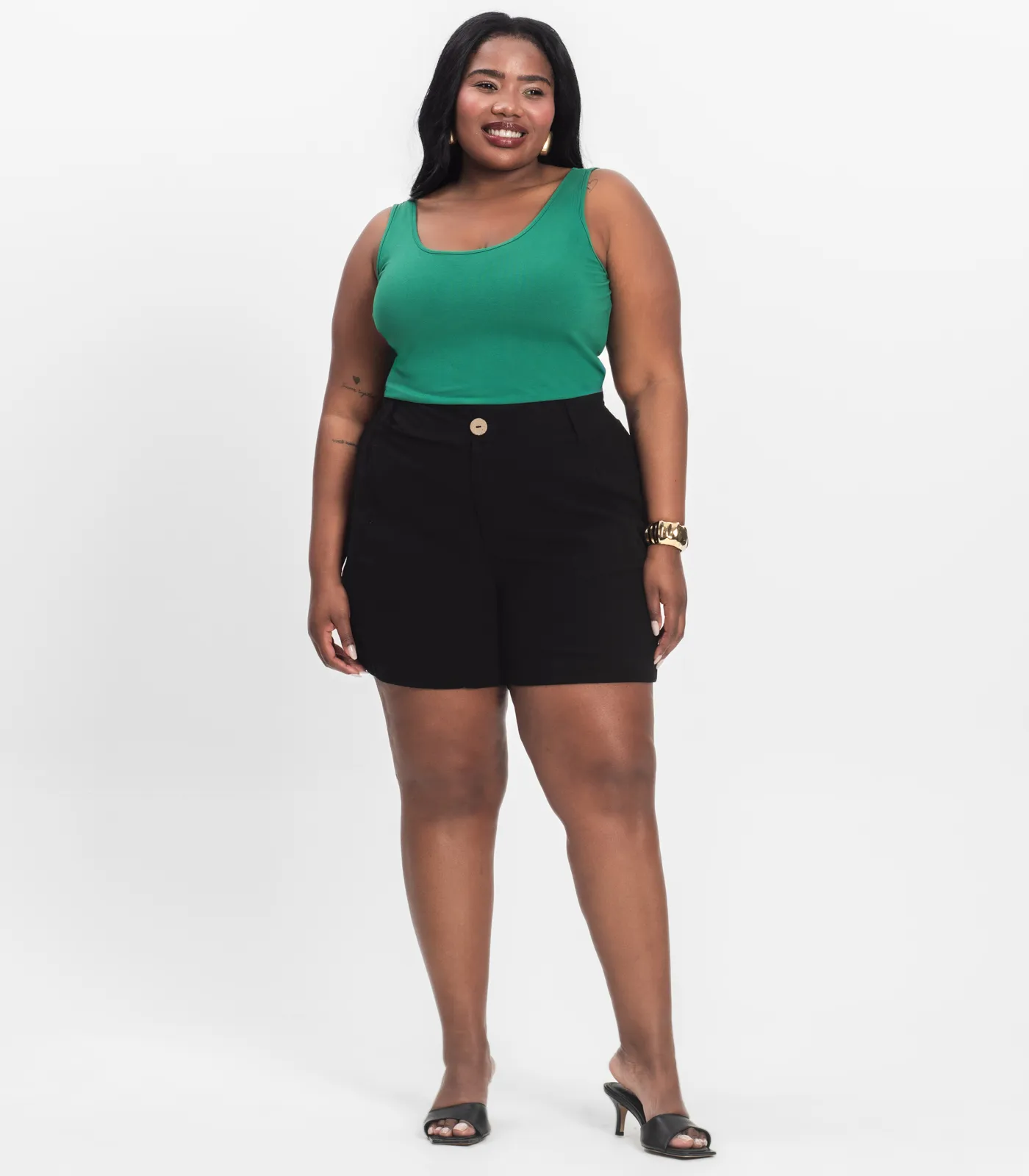 Regata Feminina Plus Size Secret Glam Verde - Imagem 4