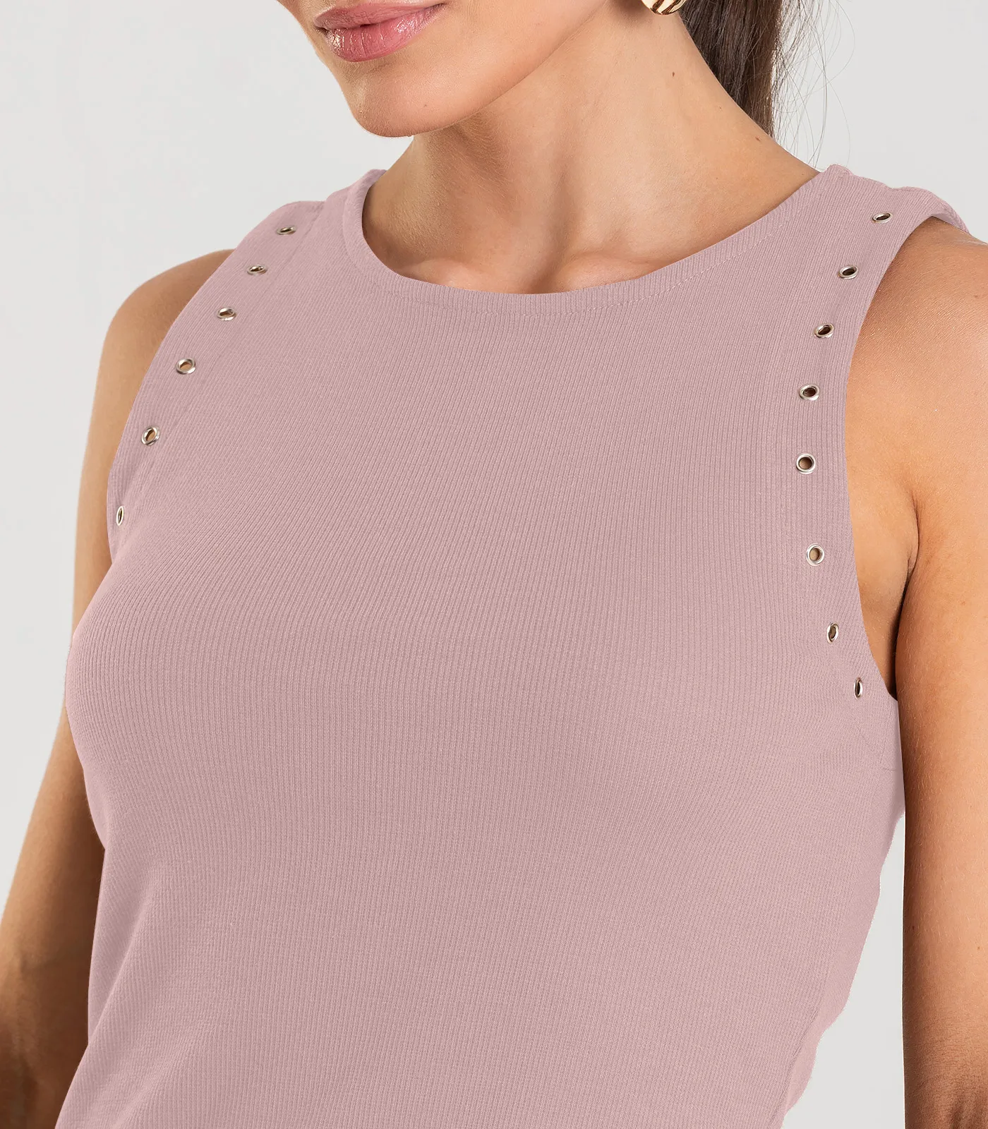 Vestido Feminino Canelado Dianna Rosa - Imagem 3