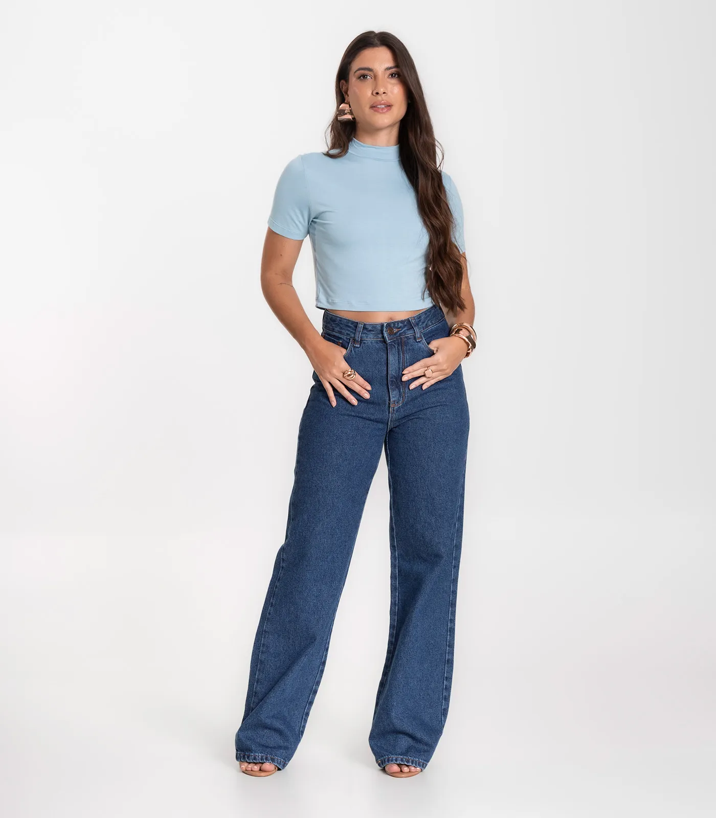 Blusa Cropped Feminina Select Azul - Imagem 4