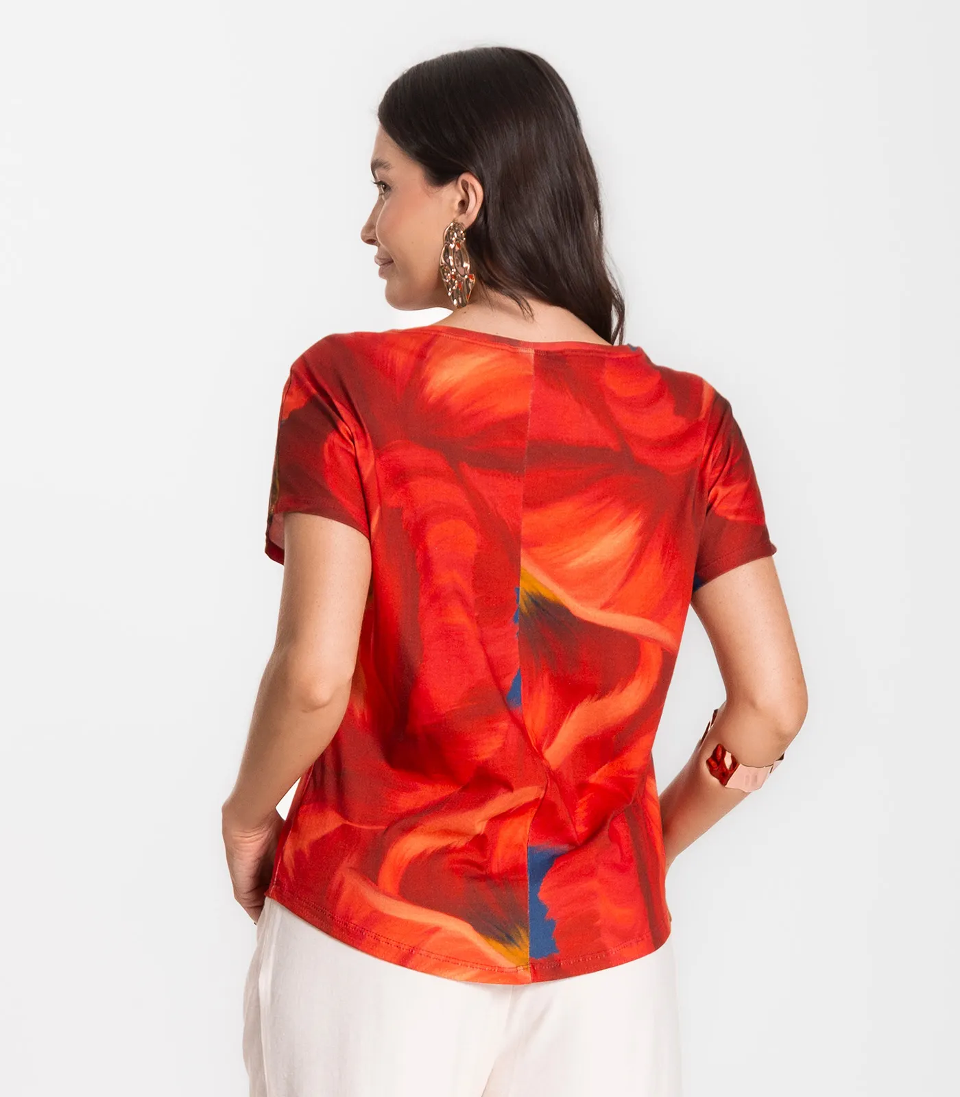 Blusa Feminina Estampada Rovitex Laranja - Imagem 3