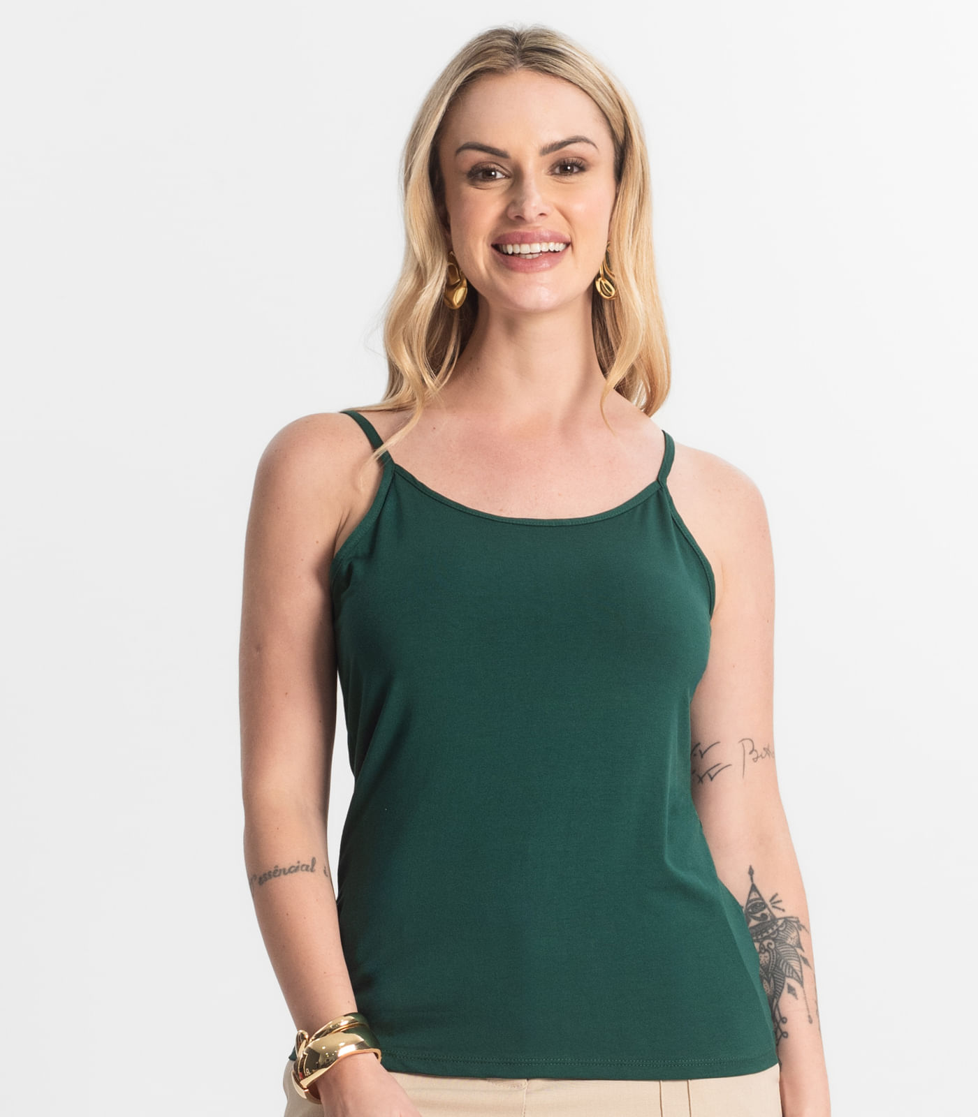 Blusa Feminina de Alças Básica Rovitex Verde - Imagem 2