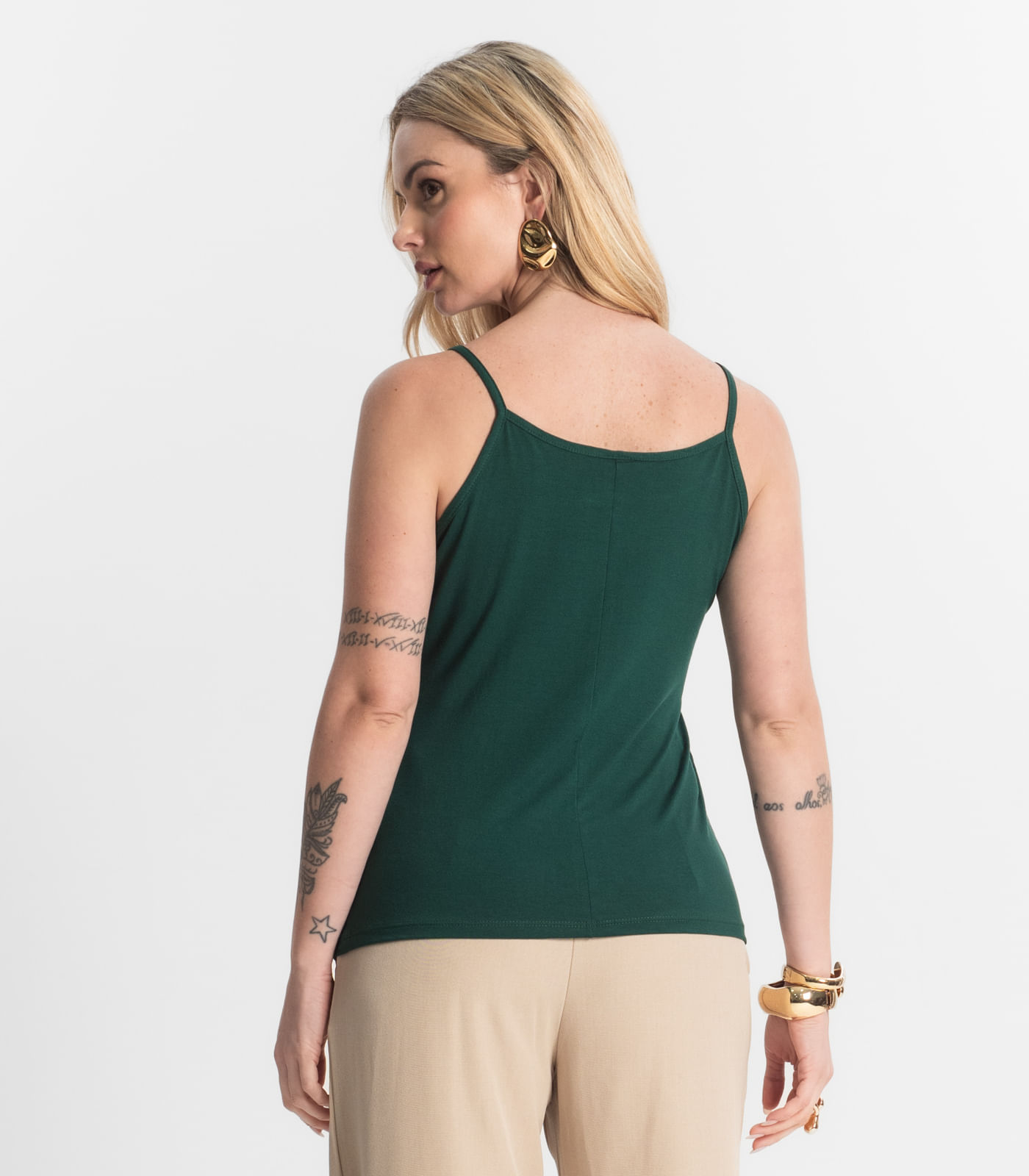 Blusa Feminina de Alças Básica Rovitex Verde - Imagem 3