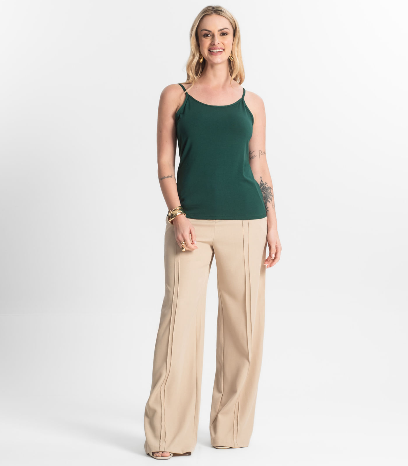 Blusa Feminina de Alças Básica Rovitex Verde - Imagem 4