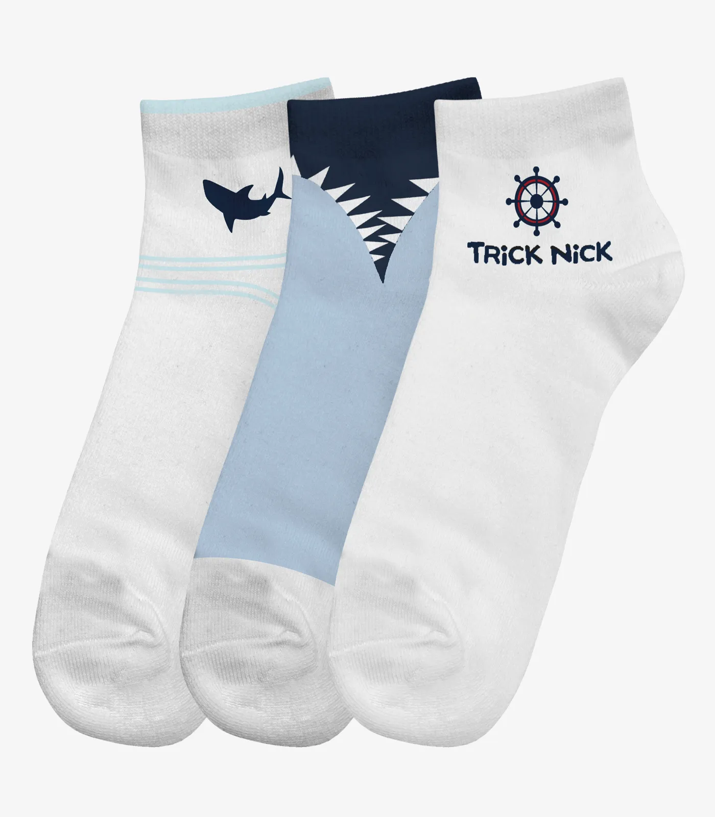 Kit 3 Pares De Meia Cano Curto Infantil Trick Nick Branco - Imagem 3