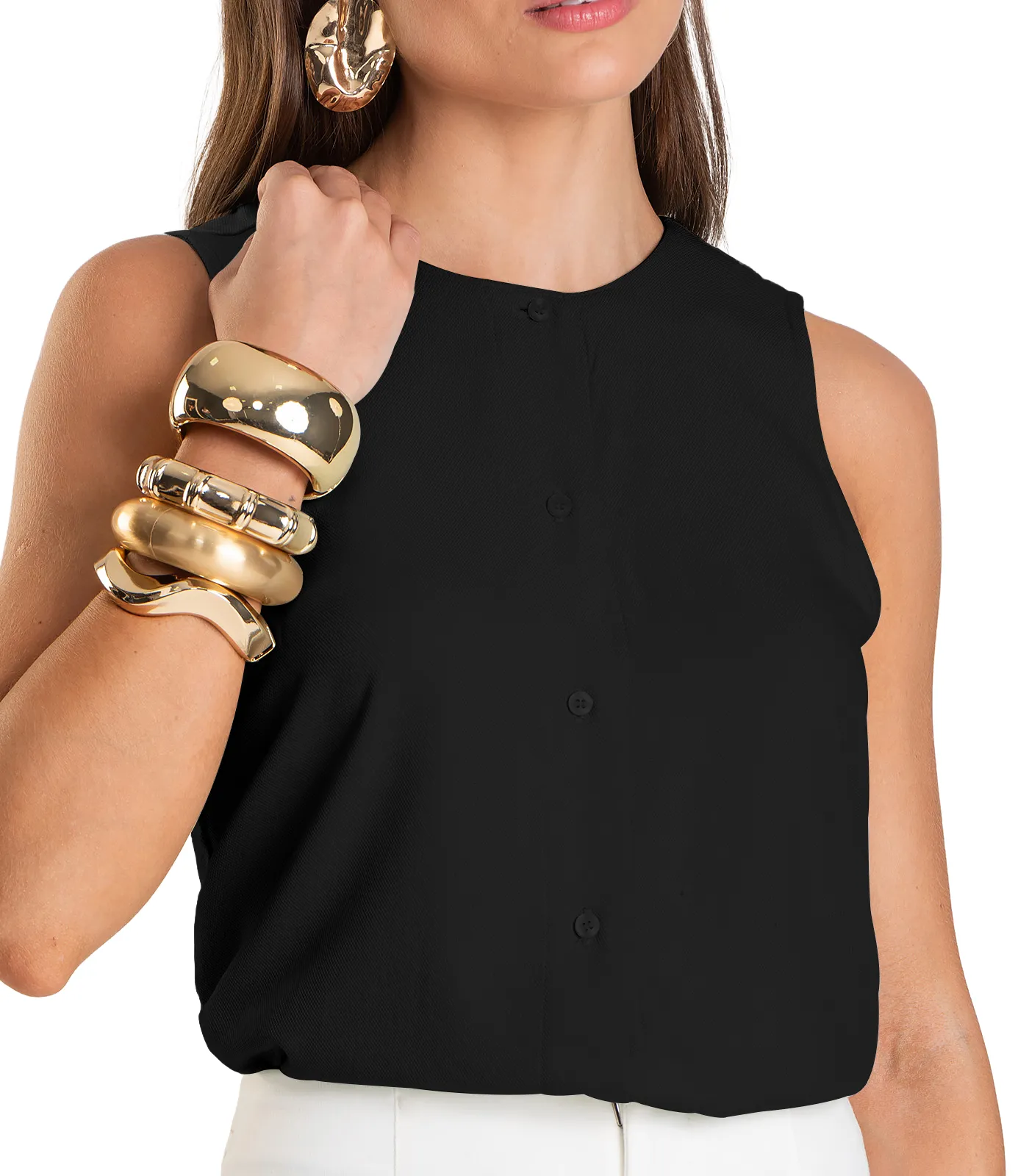 Colete Feminino em Tecido Viscose Dianna Preto - Imagem 3