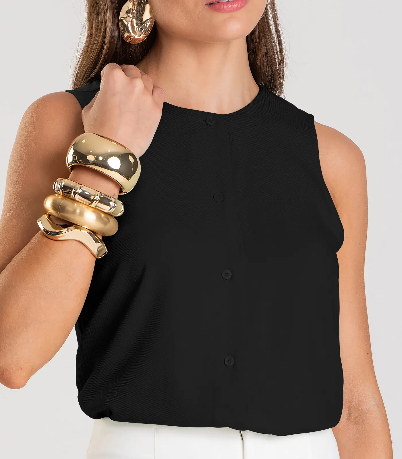 Colete Feminino em Tecido Viscose Dianna Preto - Imagem 4