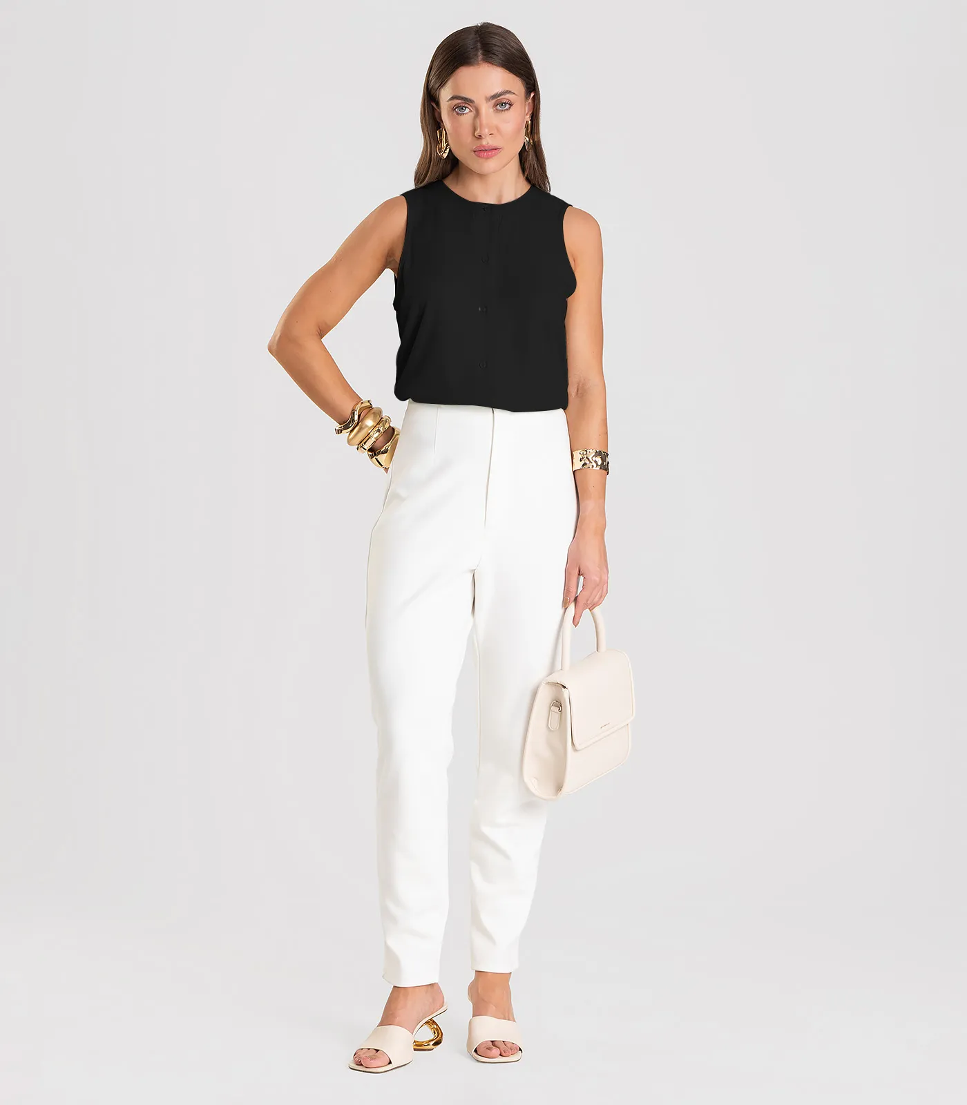 Colete Feminino em Tecido Viscose Dianna Preto - Imagem 7