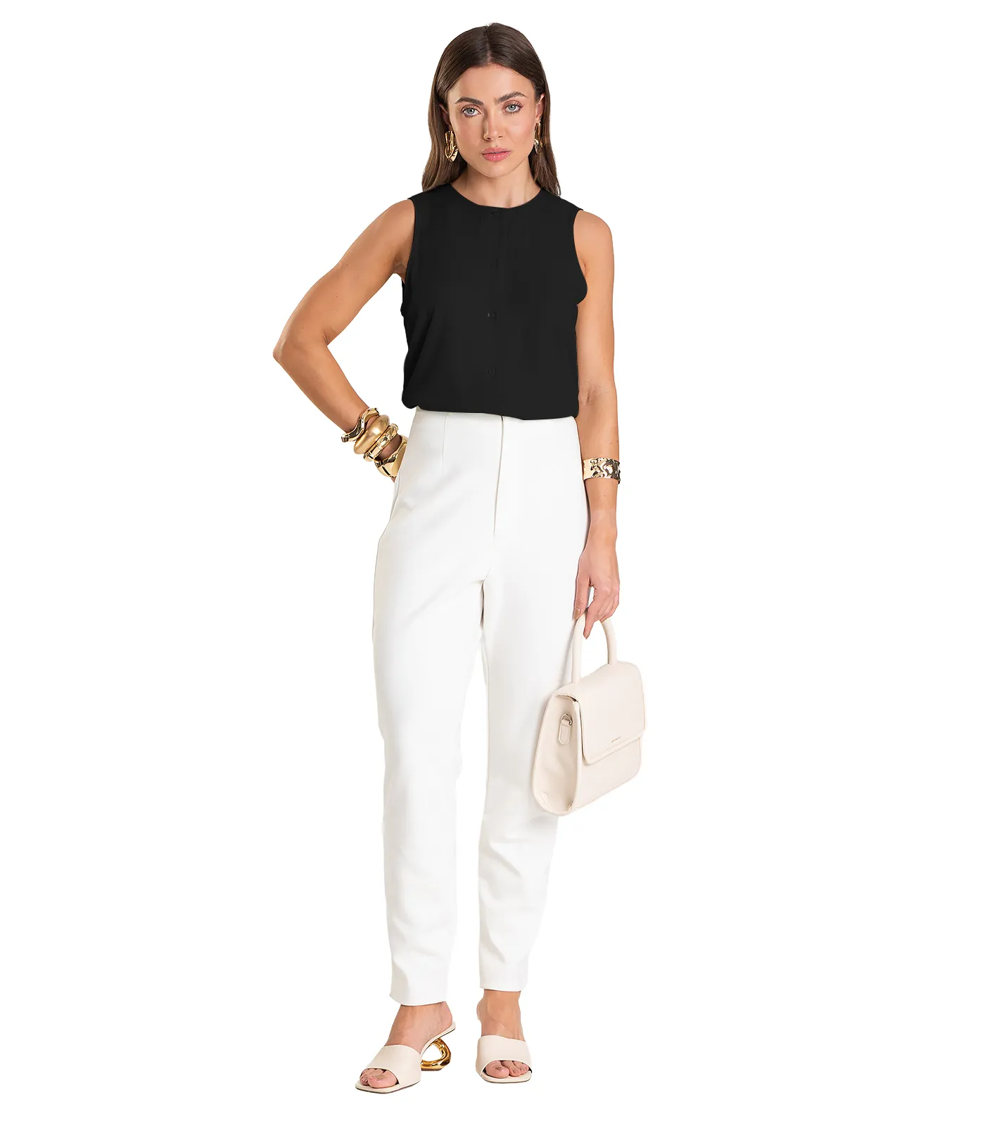 Colete Feminino em Tecido Viscose Dianna Preto - Imagem 8