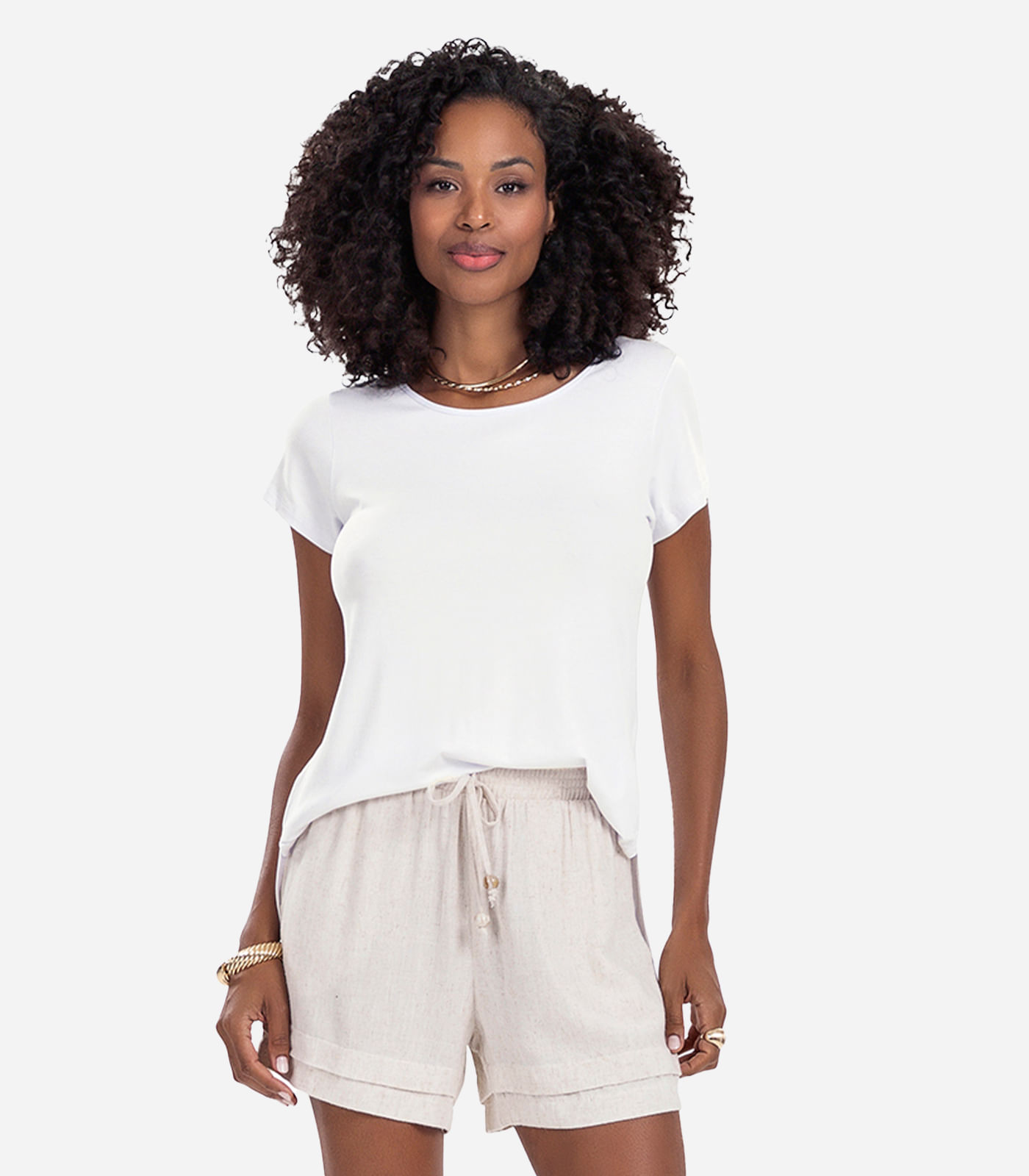 Blusa Básica Alongada Feminina Rovitex Branco