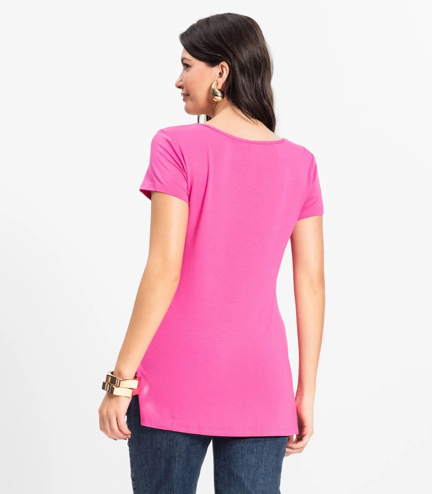 Blusa Básica Alongada Feminina Rovitex Rosa - Imagem 3