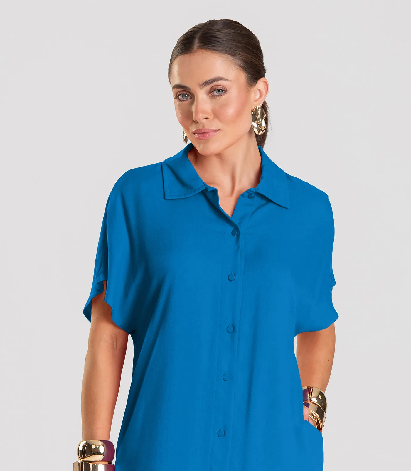 Vestido Feminino Chemise Dianna Azul - Imagem 7