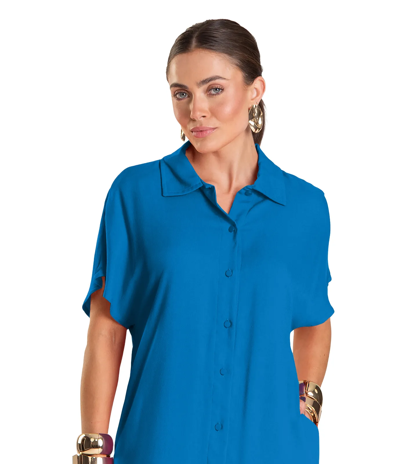 Vestido Feminino Chemise Dianna Azul - Imagem 8