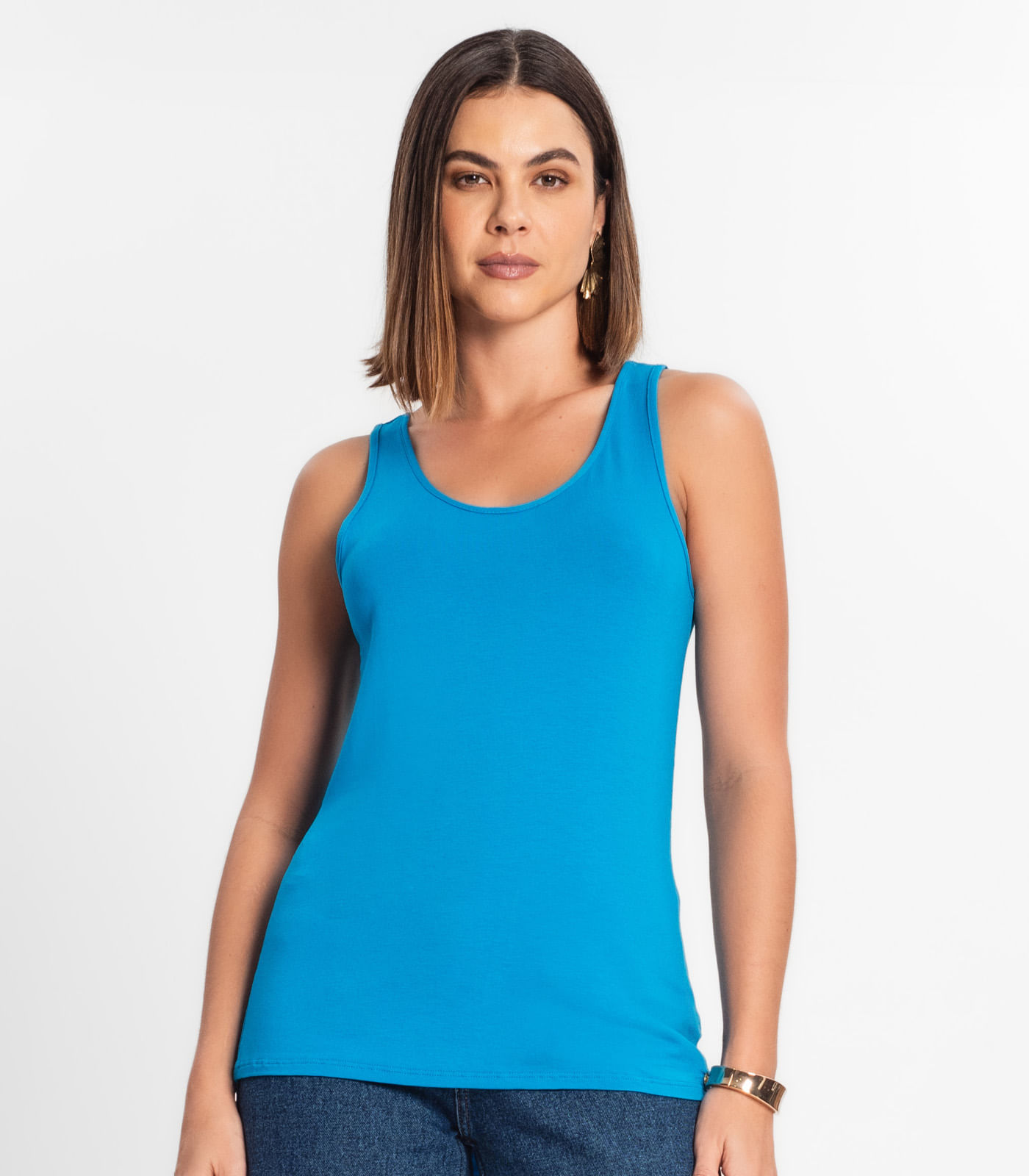 Regata Feminina Básica em Viscotorcion Rovitex Azul - Imagem 2