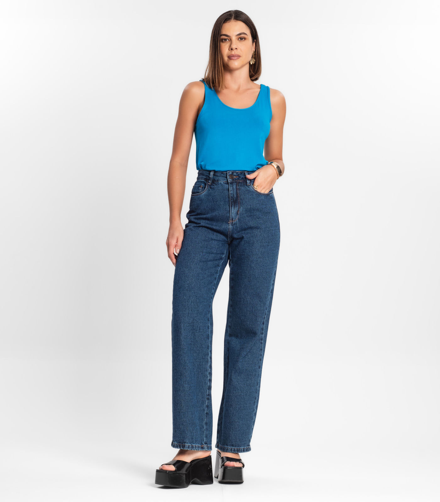 Regata Feminina Básica em Viscotorcion Rovitex Azul - Imagem 4