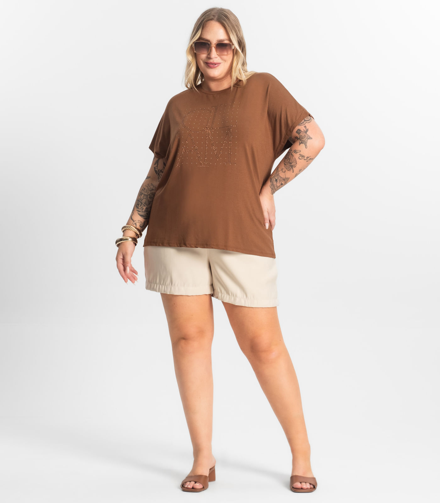 Blusa Feminina Manga Morcego Secret Glam Marrom - Imagem 14