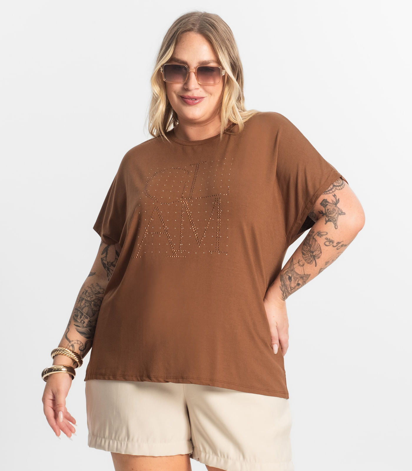 Blusa Feminina Manga Morcego Secret Glam Marrom - Imagem 6