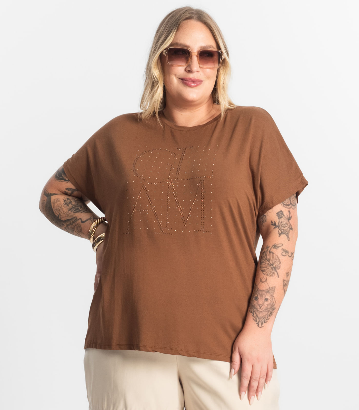 Blusa Feminina Manga Morcego Secret Glam Marrom - Imagem 7