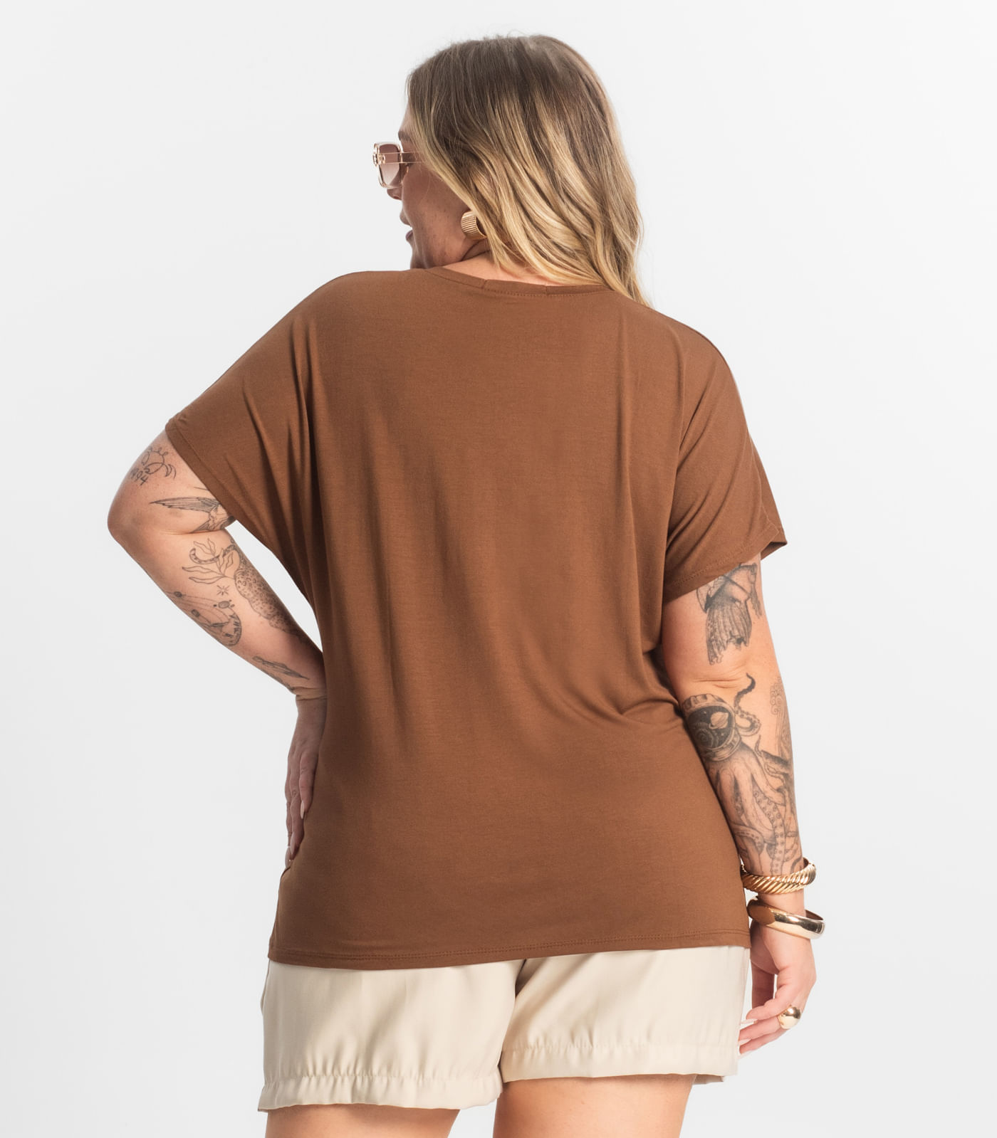 Blusa Feminina Manga Morcego Secret Glam Marrom - Imagem 8
