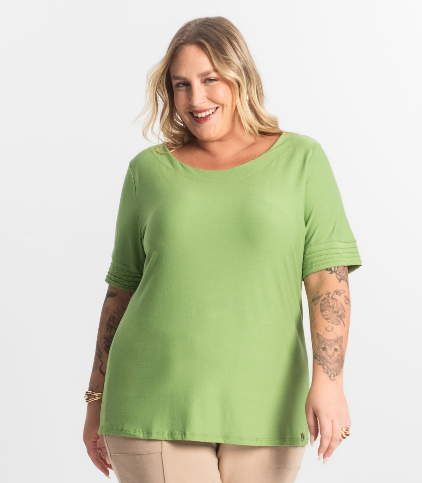 Blusa Feminina Manga Curta Secret Glam Verde - Imagem 2