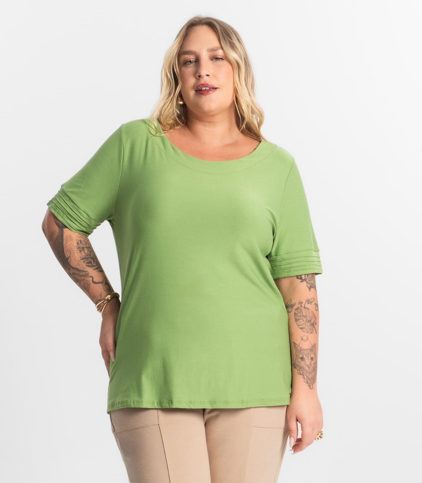 Blusa Feminina Manga Curta Secret Glam Verde - Imagem 16